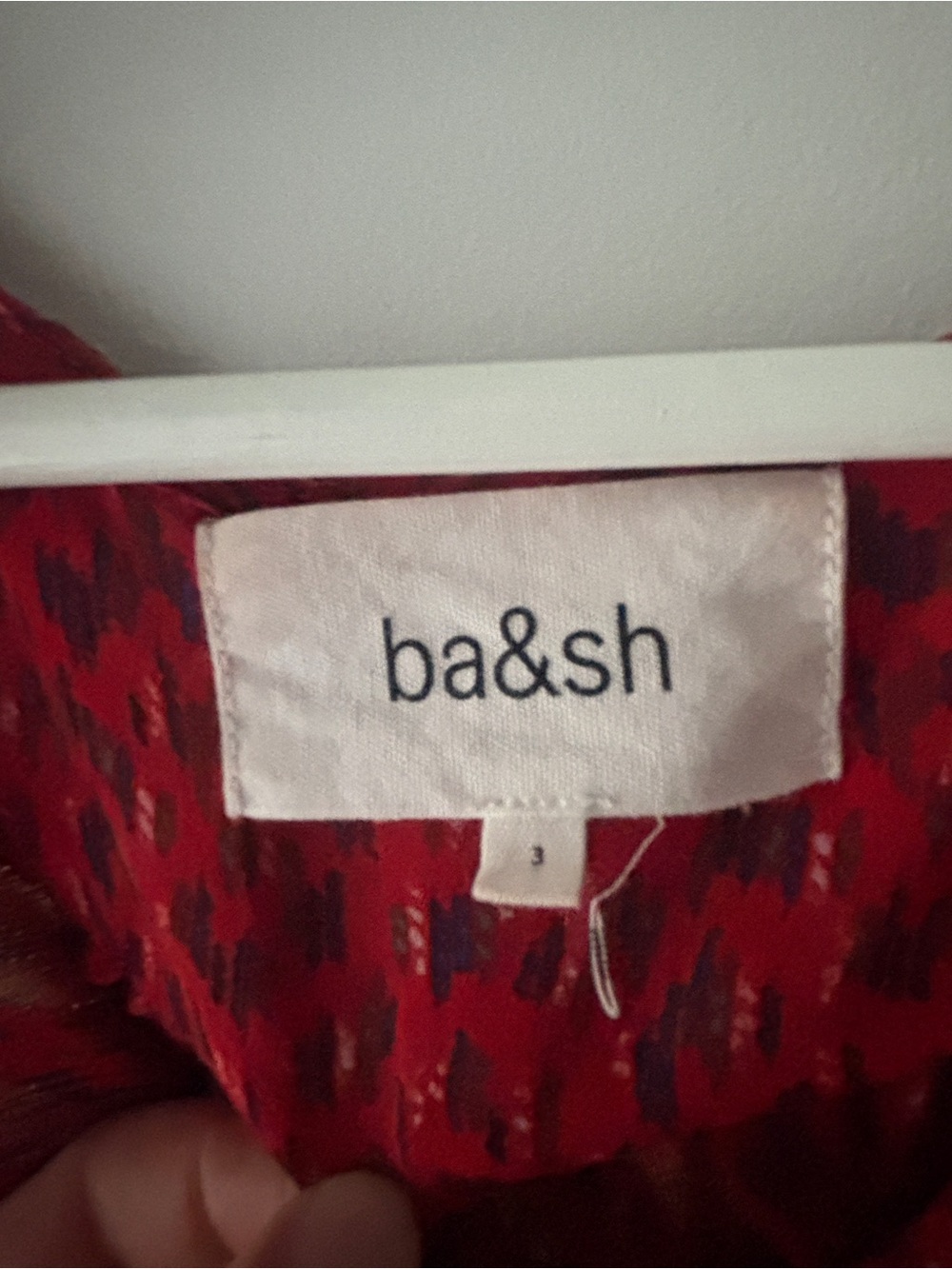 ba&sh Red Metallic Patterned Ruffle Blouse - Picture 3 of 5